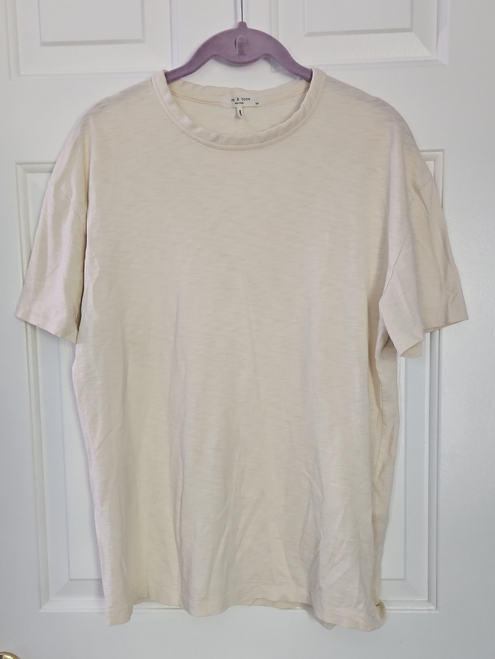 rag & bone Off-White Slub Crew Neck Short Sleeve Tee